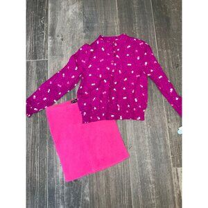 Girls Cat & Jack Long-Sleeve Floral Top & Pink Fuzzy Skirt Set L 10-12